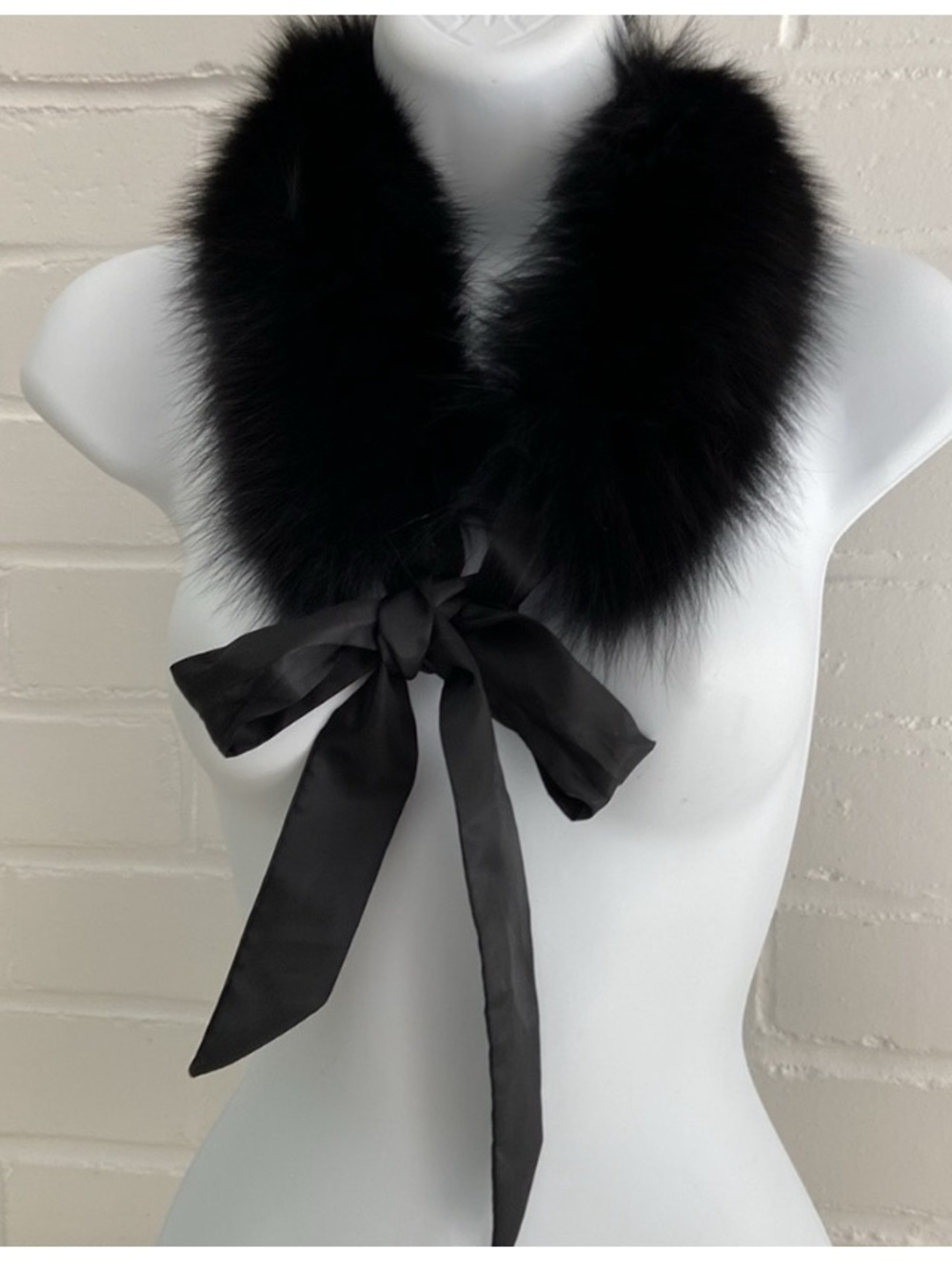 Classic Black Faux Fur Tie-Front Collar Scarf